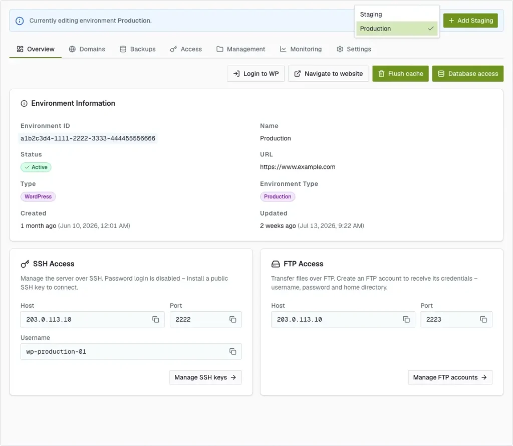 Managed WordPress Dashboard