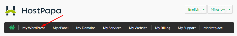Click My WordPress on your HostPapa Dashboard