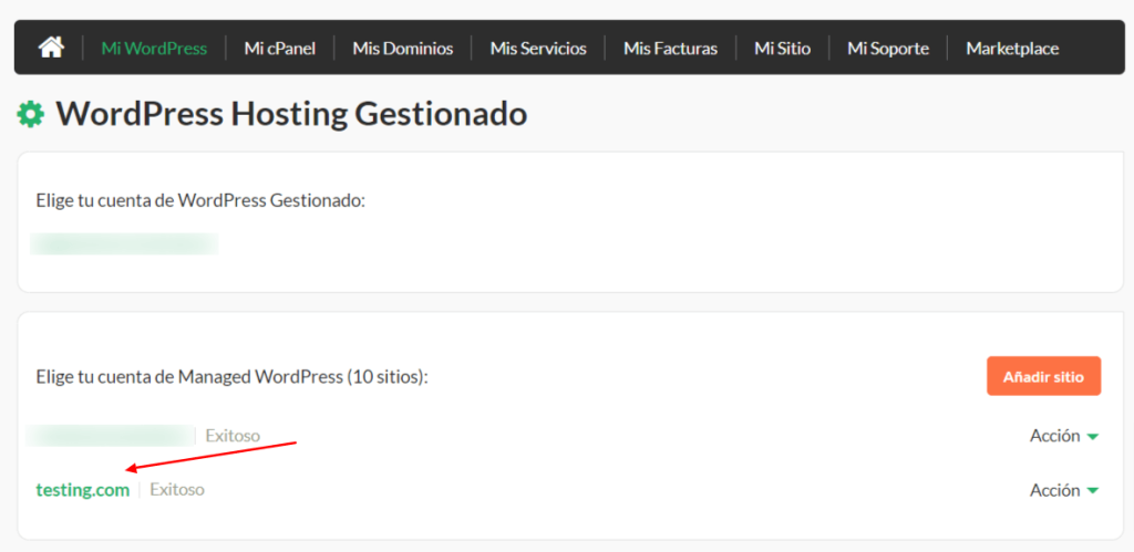 Seleccion tu sitio web de WordPress Hosting Gestionado