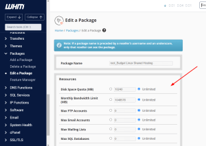 Managing your hosting packages in WHM 7