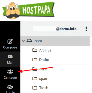HostPapa Basic and Advanced Email Guide: Webmail contacts open contacts