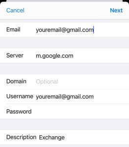 Configure connection to Google Workspace in your iPhone