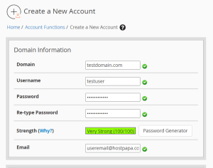 How to create a new account in WHM create a new account
