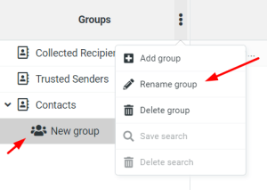 Rename group of contacts in Papamail