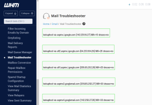 How to troubleshoot email in WHM server information