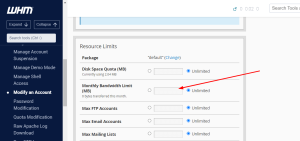 How to manage account bandwidth in WHM