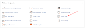 How to change the server time zone in WHM server time option