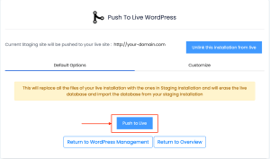 How to push the staging copy to the live website using Softaculous Apps Installer 3