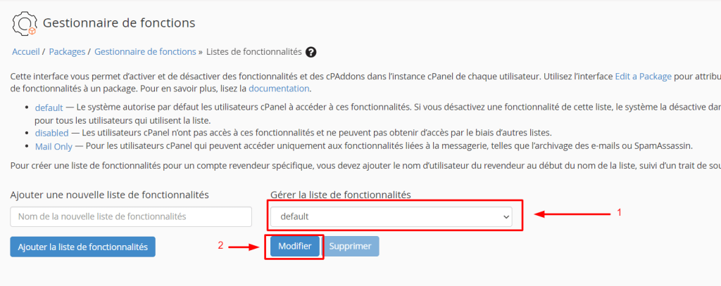 Gestionnaire de fonctions