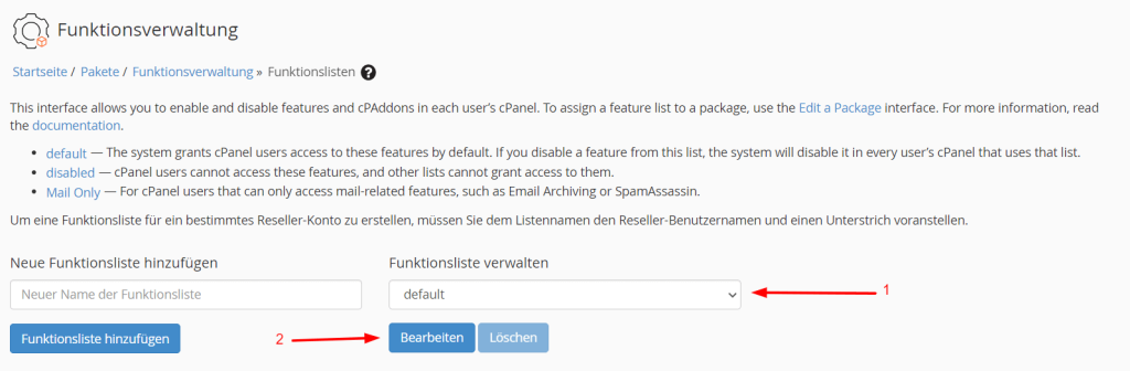 Funktionsliste