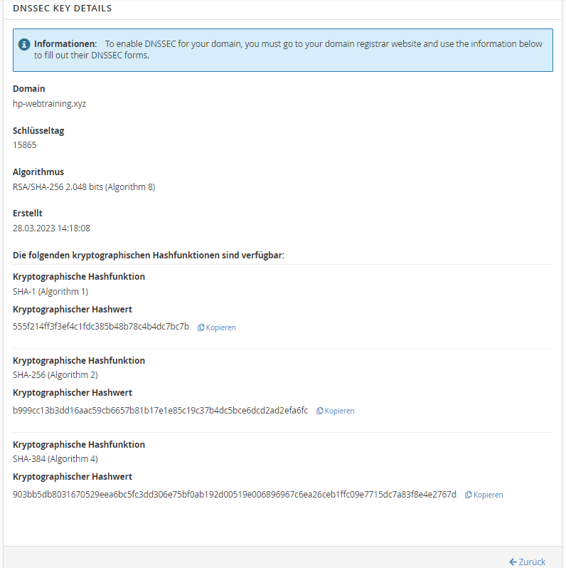 DNSSEC Key details