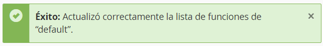 Éxito al editar funciones