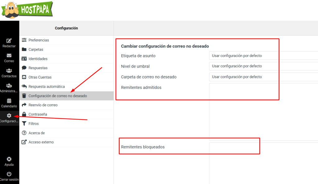 Cómo establecer una lista de remitentes permitidos o bloqueados