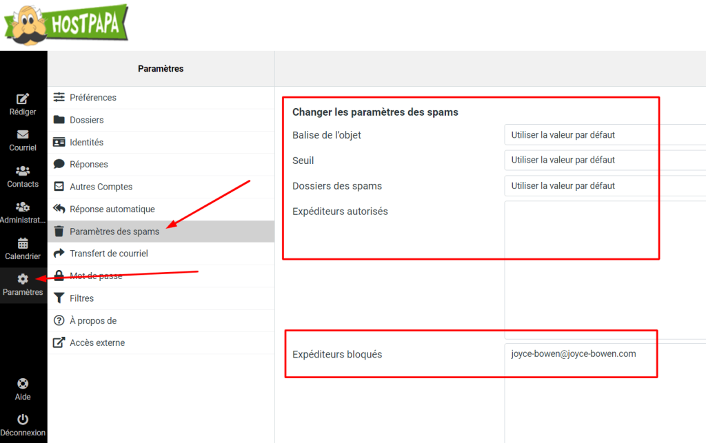 Comment paramétrer une liste d’expéditeurs autorisés ou bloqués
