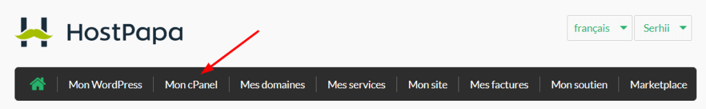 Connectez-vous à votre tableau de bord HostPapa et allez dans Mon cPanel