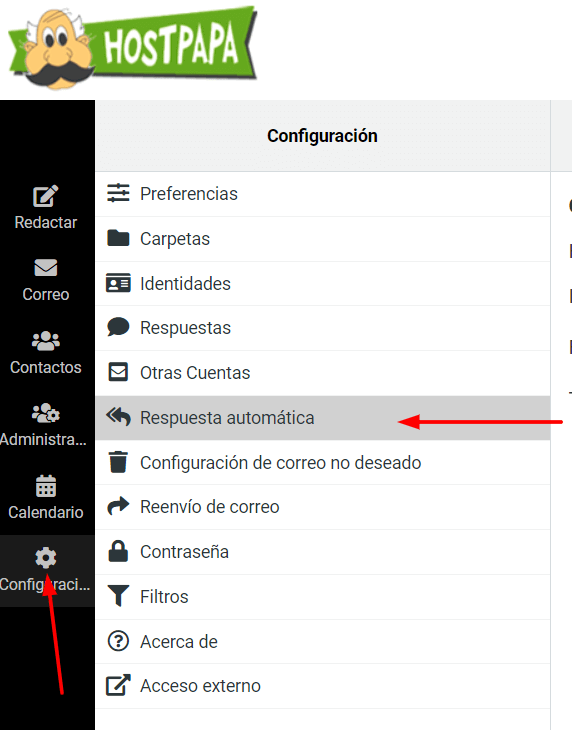 Cómo activar y desactivar una alerta de vacaciones o fuera de la oficina en tu webmail de HostPapa