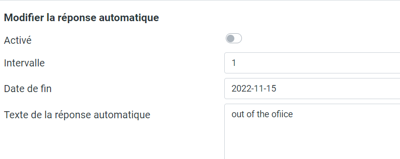 Comment activer et désactiver une alerte de vacances ou d’absence dans votre messagerie électronique HostPapa 3