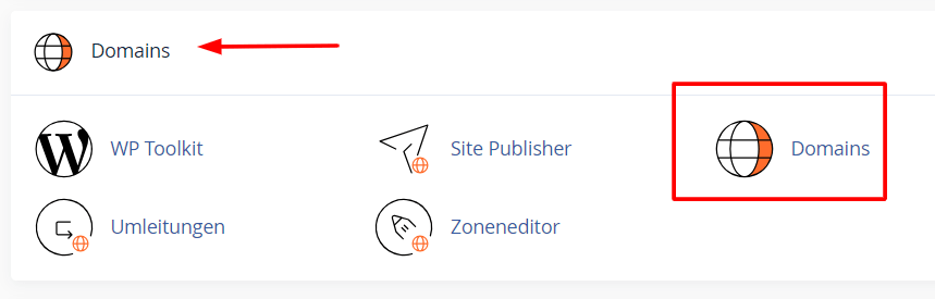 Im Bereich Domains klicken Sie auf Domains.