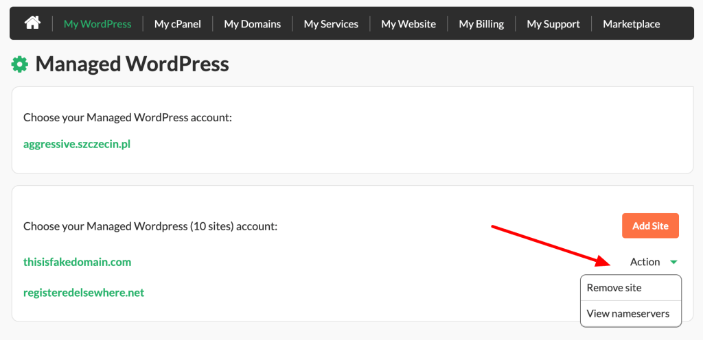 How to remove a WordPress site with your Managed WordPress account