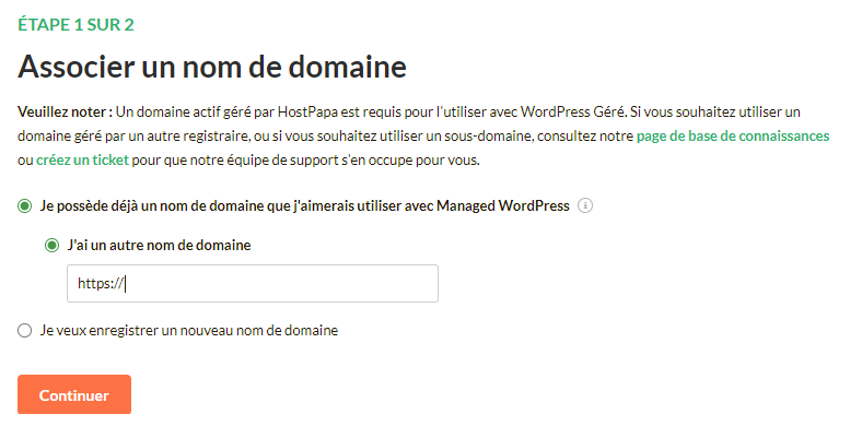 Pour créer un nouveau site WordPress géré, choisissez l'une des options suivantes