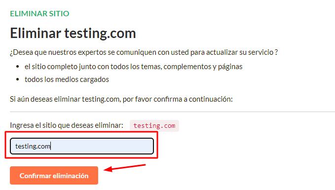 Cómo eliminar tu sitio web de WordPress Hosting Gestionado