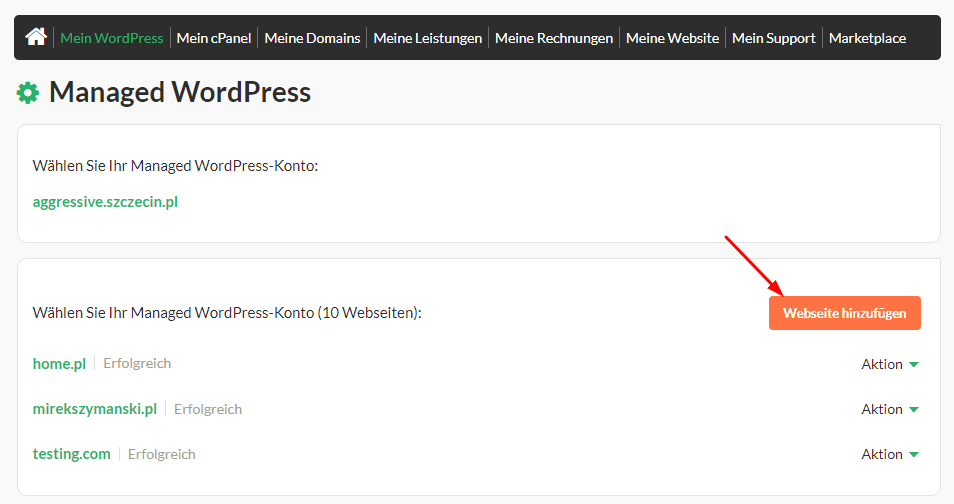 Klicken Sie auf Webseite hinzufügen