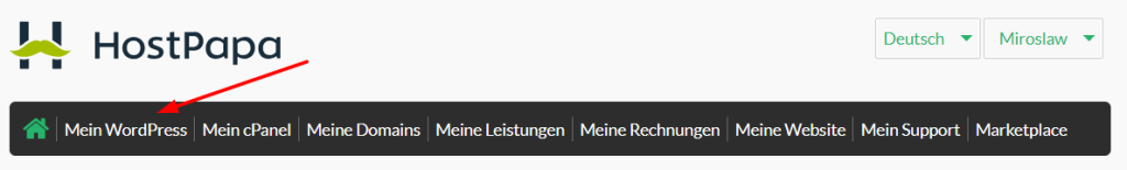 Mein WordPress HostPapa Dashboard