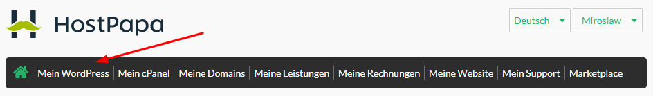 Klicken Sie auf Mein WordPress - HostPapa Dashboard