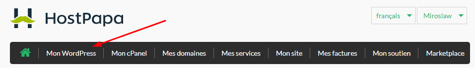 Click Mon WordPress - Tableu de Bord HostPapa