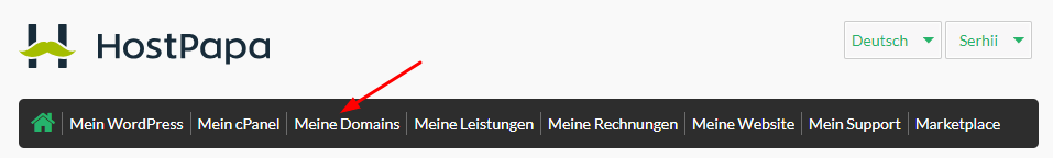 Klicke auf Meine Domains.