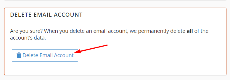 Scroll down to the bottom of the page and select Delete Email Account.