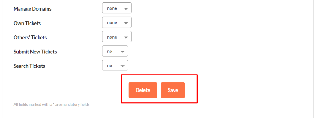 Unten auf der Seite kannst Du auf Save klicken, um die geänderten Daten zu speichern. Wenn Du auf Delete klickst, wird der Nutzer entfernt.