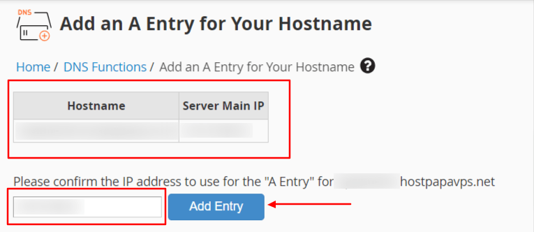 Make sure your server’s information is correct and click Add Entry