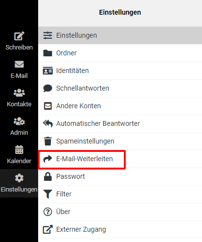 Wähle E-Mail-Weiterleiten aus.