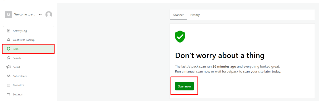 On the console, click Scan and then Scan Now under the security tab. After that, you need to wait for the results to appear.