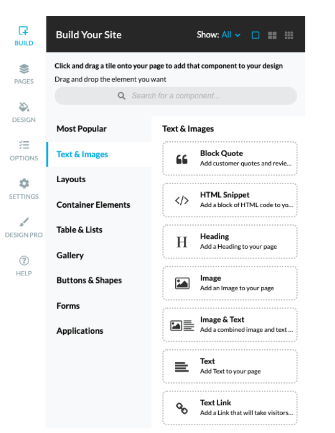 Select the first option, which is the Build tab.