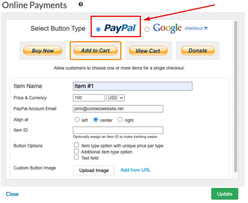 Click on the Select Button Type option.