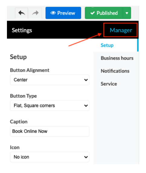 Click on Manager at the top right corner of the right menu.