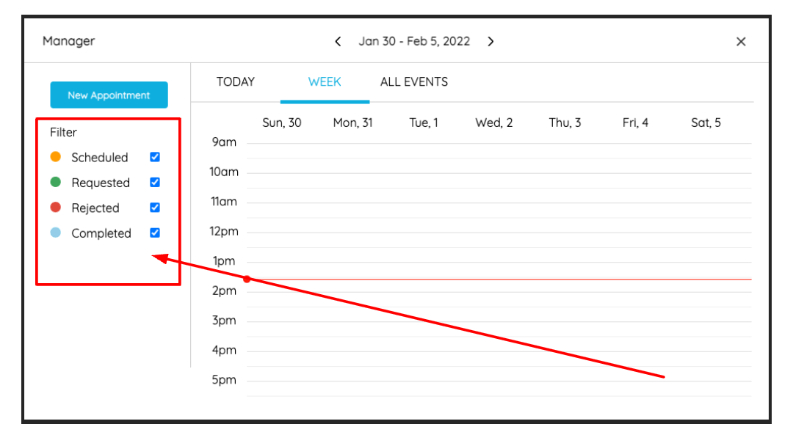 In the Manager view, you will now see a Filter.