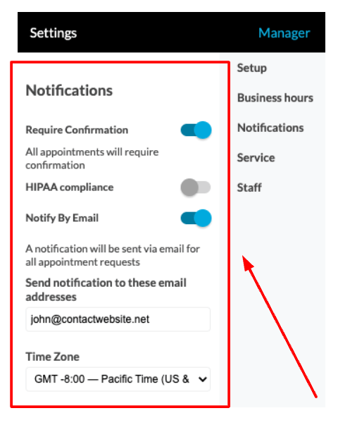 You can enter an email address where you would like to receive notifications.