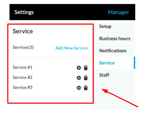 You can add, manage, and edit as many services as you need in the Services tab.