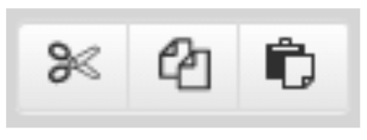 The cut, copy, and paste buttons allow you to move content within the text editor.