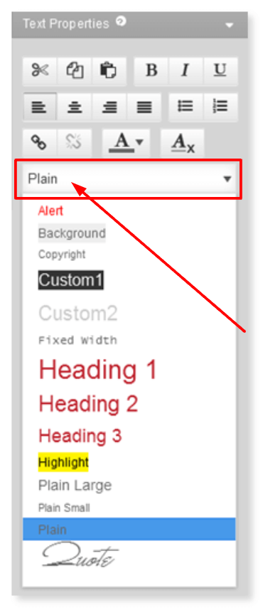 Click on the Style drop-down menu.