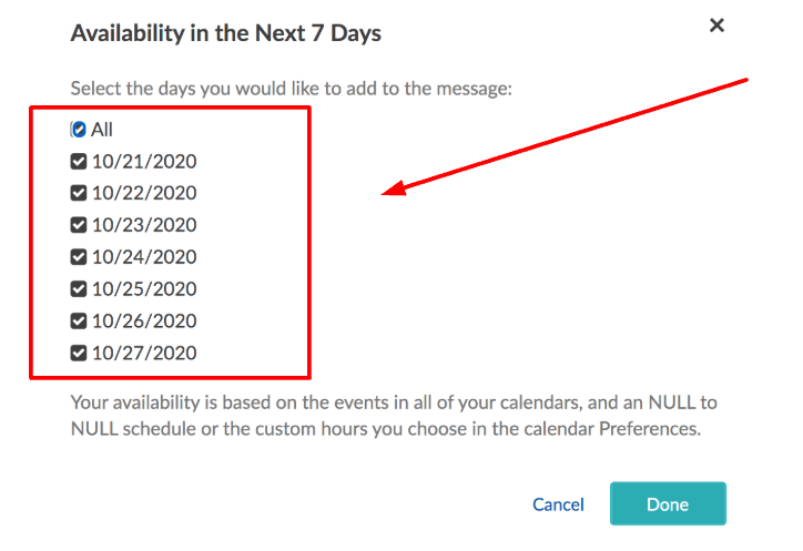 The popup menu will be enabled, allowing you to select a specific date for your availability.