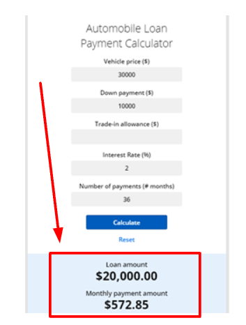 Your website visitors can now add their information to the calculator to get a monthly payment amount.