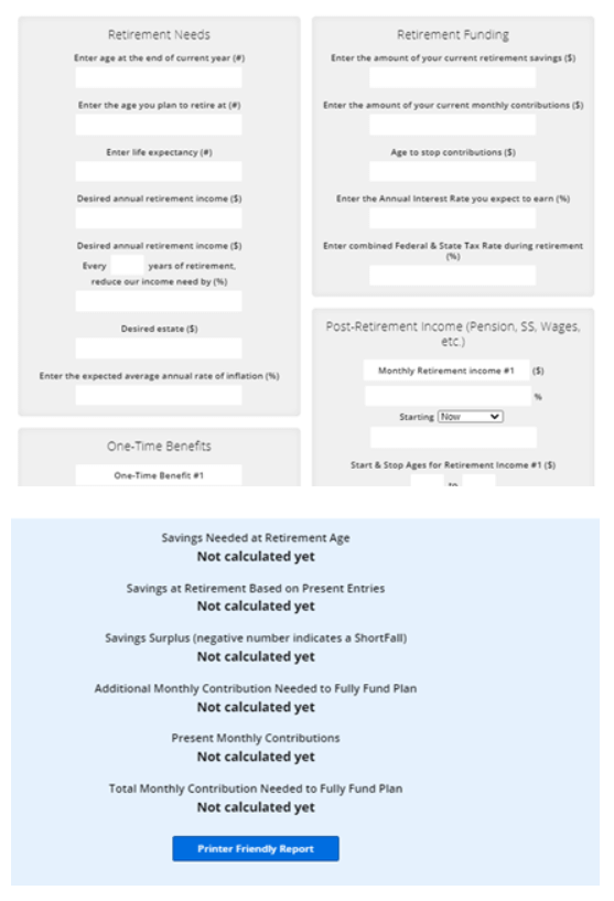 Website visitors will need to add enough information to get their results.
