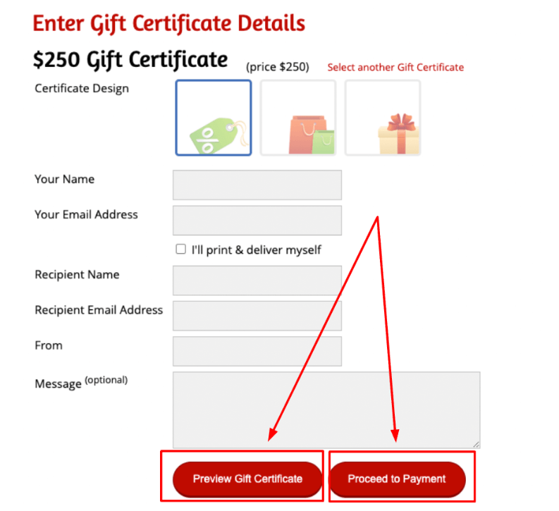 Once the required information is inserted, your customers can choose to Preview the certificate or Proceed to Payment.