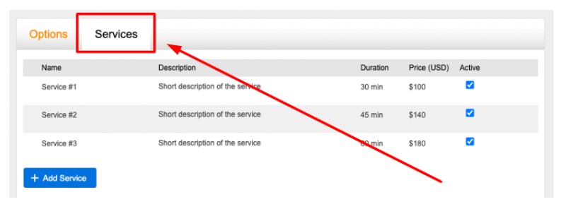 The purpose of the Services tab is to allow the creation and management of services that the certificates can be purchased for.