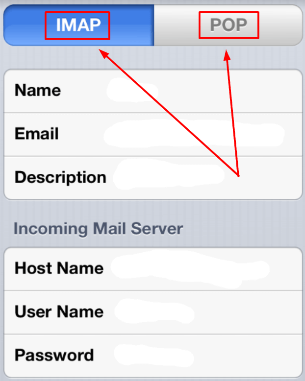 Enter the information for the Incoming Mail Server you have chosen (either POP or IMAP) on your iOS device.