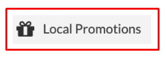 The Local Promotions application can be enabled via the left menu.